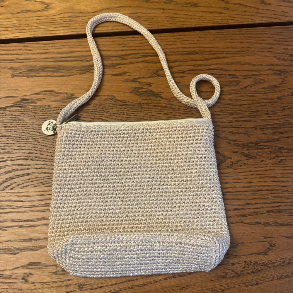 The Sak Beige shoulder Bag 00s 90s knit crochet Excellent‎ condition - Picture 7 of 11